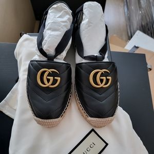 Gucci Marmont Tie Up Ribbons Espadrilles